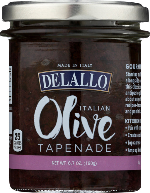 DeLallo Italian Olive Tapenade features mild and fruity Italian black olives blended with our signature Italian Extra Virgin Olive Oil for a unique gourmet spread. More than just an entertaining superstar, this flavorful Italian olive tapenade is an excellent accent for everyday favorites”from pasta and grilled fish to salads and paninis.
An all-natural olive spread made with fruity Italian black olives and our signature Italian Extra Virgin Olive Oil.