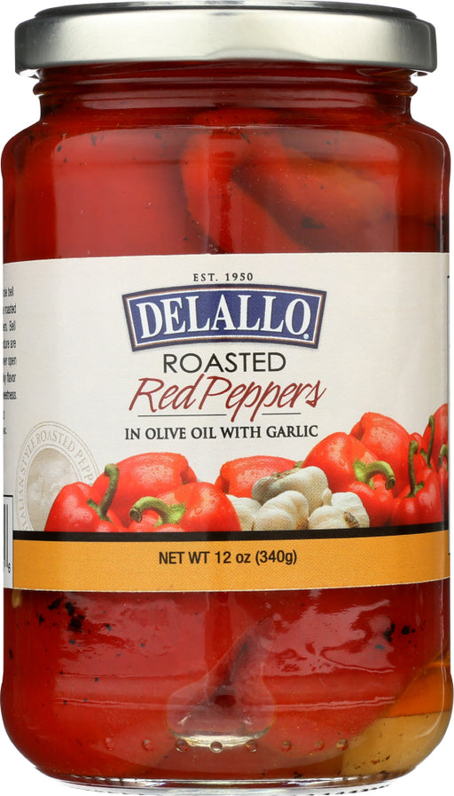 DELALLO: Roasted Red Peppers with Garlic, 12 oz - No Brand For Less 