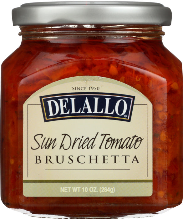 Tomatoes are a favorite bruschetta topping, and we love this version, with the intense flavor and yielding texture of the sun-dried tomatoes. They produce a rich, red color and their summery flavor is set off to perfection by the olive oil, white wine vinegar and spices we use to complete this delicious, Italian-made appetizer. Serve it on toast or mix it with hummus for a new twist.