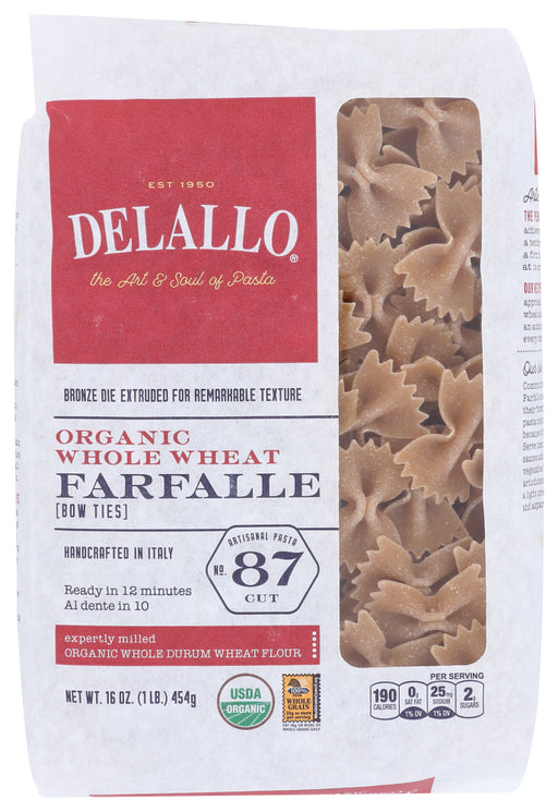 DELALLO: Whole Wheat Farfalle Pasta, 16 oz - No Brand For Less 