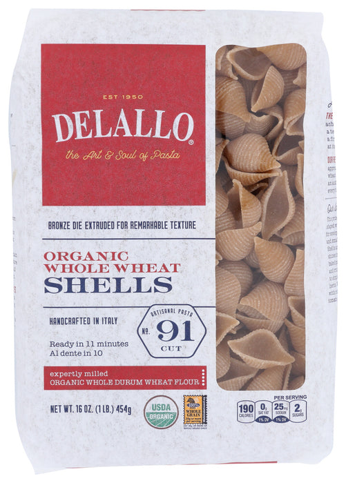 DELALLO: Pasta Whole Wheat Shell, 16 oz - No Brand For Less 