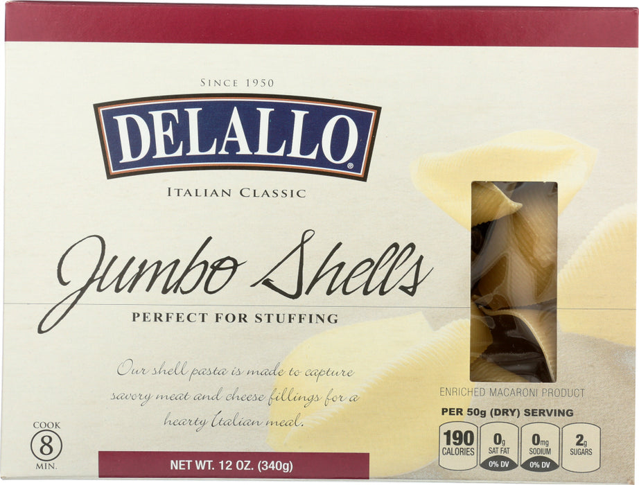 DELALLO: Pasta Jumbo Shells, 12 oz - No Brand For Less 