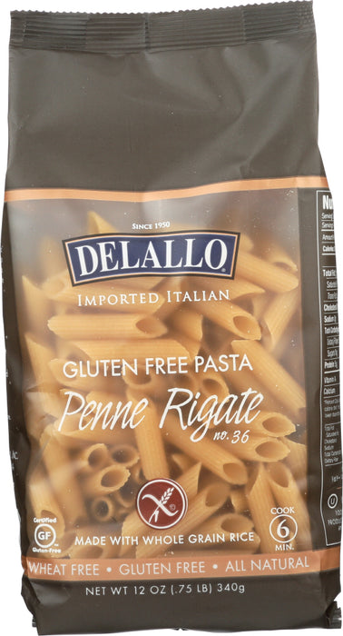 DELALLO: Gluten Free Whole Grain Rice Penne Rigate, Wheat-Free, 12 oz - No Brand For Less 