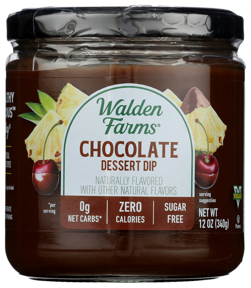 Enjoy creamy, delicious, chocolate dip and still eat healthy! Instead of a high calorie, high fat chocolate dip that can easily add 130 calories with just 2 level tablespoons, switch to Walden Farms Calorie Free Chocolate Dip. Made with real chocolate and premium natural cocoa beans. No calories, fat, carbs, gluten or sugars of any kind! Fabulous with fruit, in a parfait, a smoothie and delicious in any recipe that calls for Chocolate.

Zero Calories
Sugar Free
Lactose Free
Gluten Free
Parve
