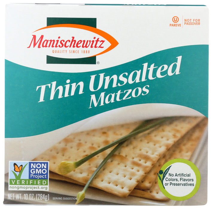 MANISCHEWITZ: Thin Unsalted Matzos, 10 oz