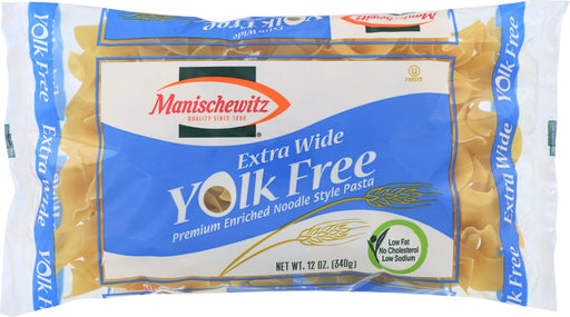 MANISCHEWITZ: Yolk Free Extra Wde Noodles, 12 oz