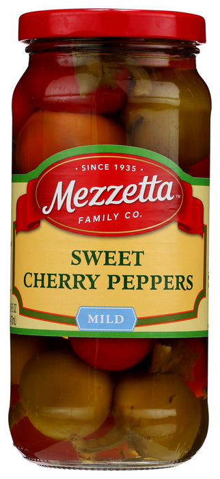 Our Sweet Cherry Peppers are packed at our Napa Valley facility within 24 hours of harvesting. This juicy pepper variety comes in red and green and is sweet, slightly tart, and mildly spicy. They're perfect for stuffing with goat cheese, provolone, prosciutto or just eating straight out of the jar.