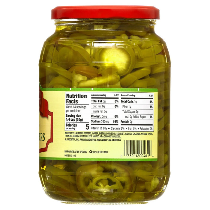 MEZZETTA: Deli-Sliced Tamed Jalapeno Peppers, 32 oz