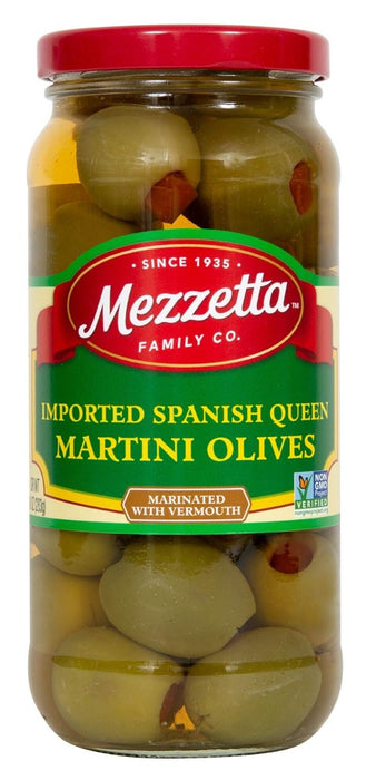 Mezzetta Martini Olives are imported from ancient Mediterranean olive groves. Green in color and pleasantly tart in flavor we've taken the extra step of marinating them in dry vermouth. Simply add them to Gin or Vodka for the perfect martini. No vermouth needed!