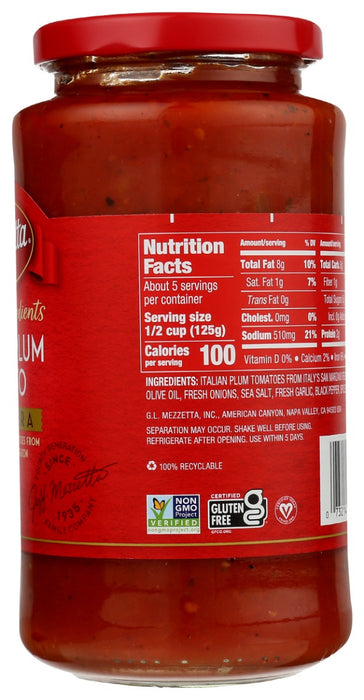 MEZZETTA: Artisan Ingredients Italian Plum Tomato Marinara, 24 oz