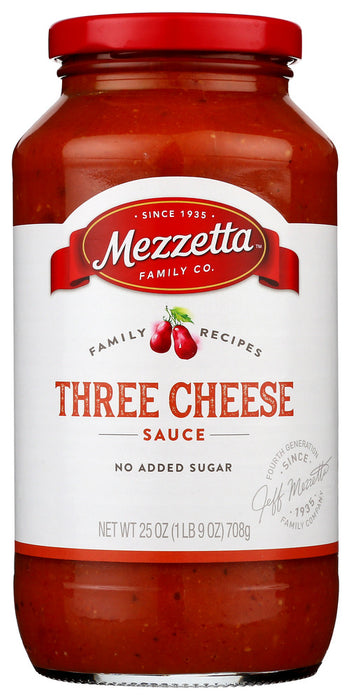 The sharp, sweet and nutty flavors of the Parmesan, Asiago and Romano cheese trio harmonizes with succulent California plum tomatoes, fresh whole cream, sweet basil, and freshly chopped onions for Mezzetta's deliciously decadent sauce.