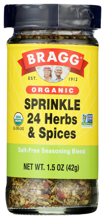 Bragg Organic Sprinkle Seasoning is a 50 year favorite formulation by Paul C. Bragg. A blend of All Natural Herbs and Spices which adds flavor to most recipes, meals and snacks.