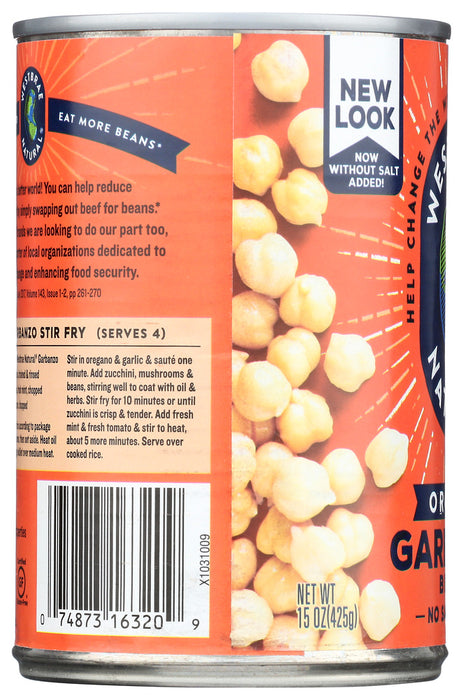 WESTBRAE NATURAL: Vegetarian Organic Garbanzo Beans, 15 oz