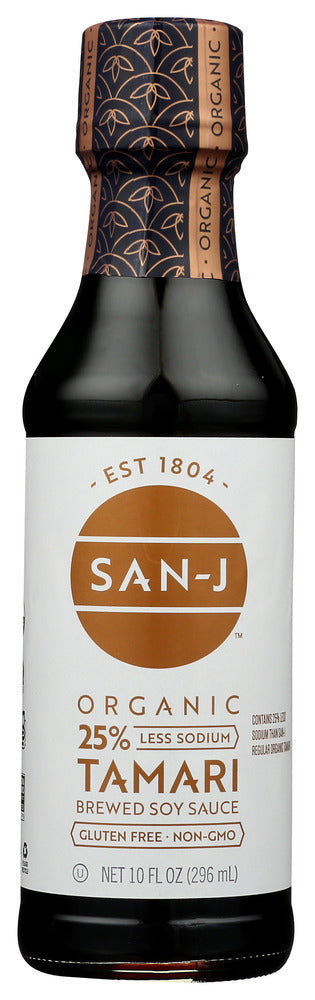 Enjoy all the benefits of Organic Gluten Free Tamari with 25% less sodium. Only our natural fermentation process can give San-J Tamari a rich, delectable flavor that enhances any type of cuisine. Perfect for stir-fry, marinade, and as a dipping sauce. Great to add to soups, sauces and casseroles. Reduce sodium intake and enjoy the full flavor of your dish by adding 1 tsp. Organic Gluten Free Reduced Sodium Tamari (233 mg sodium) instead of 1/4 tsp. salt (590 mg sodium).