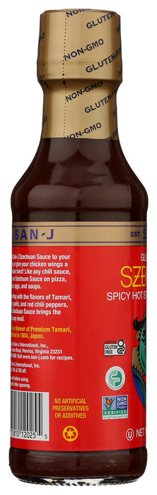 SAN J: Sauce Szechuan Hot and Spicy Gluten Free, 10 oz