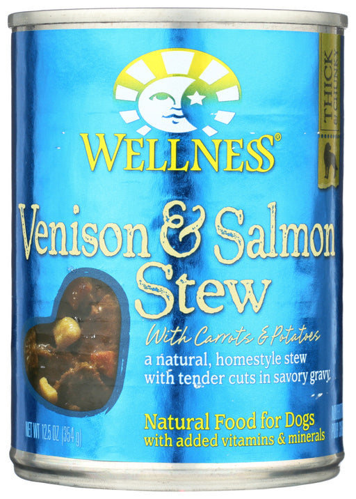 WELLNESS: Venison and Salmon Stew Carrots Potatoes Dog Food, 12.5 oz