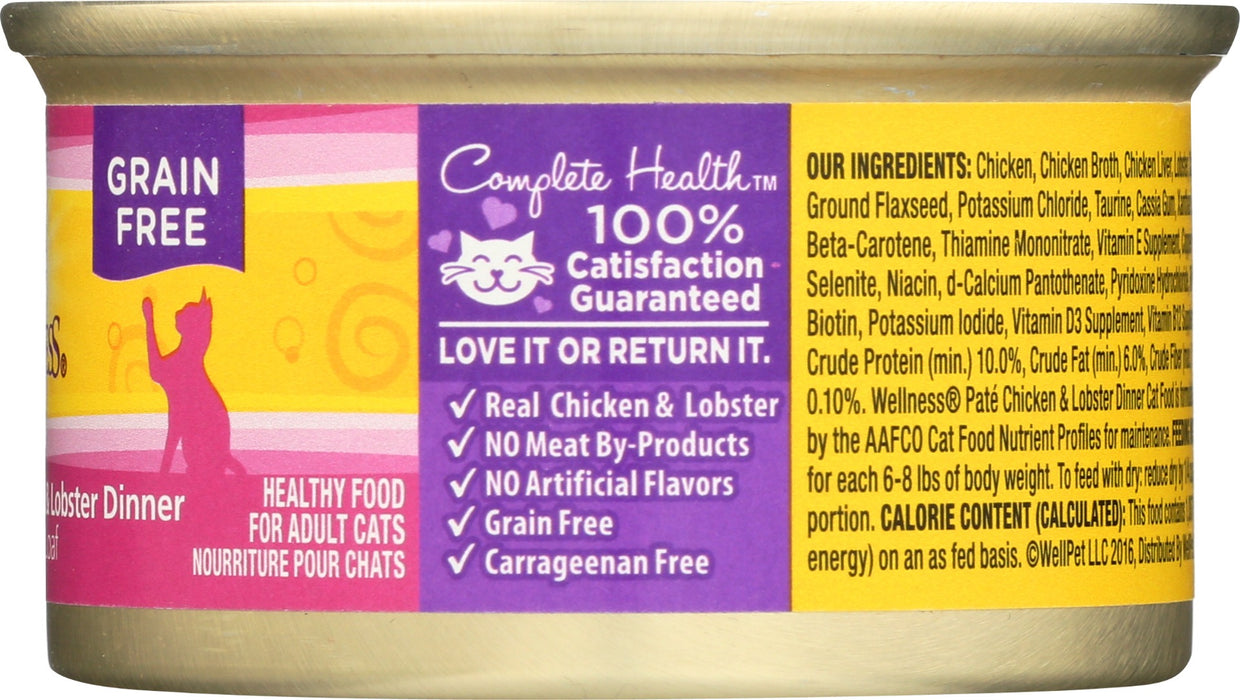 WELLNESS: Adult Chicken and Lobster Canned Cat Food, 3 oz