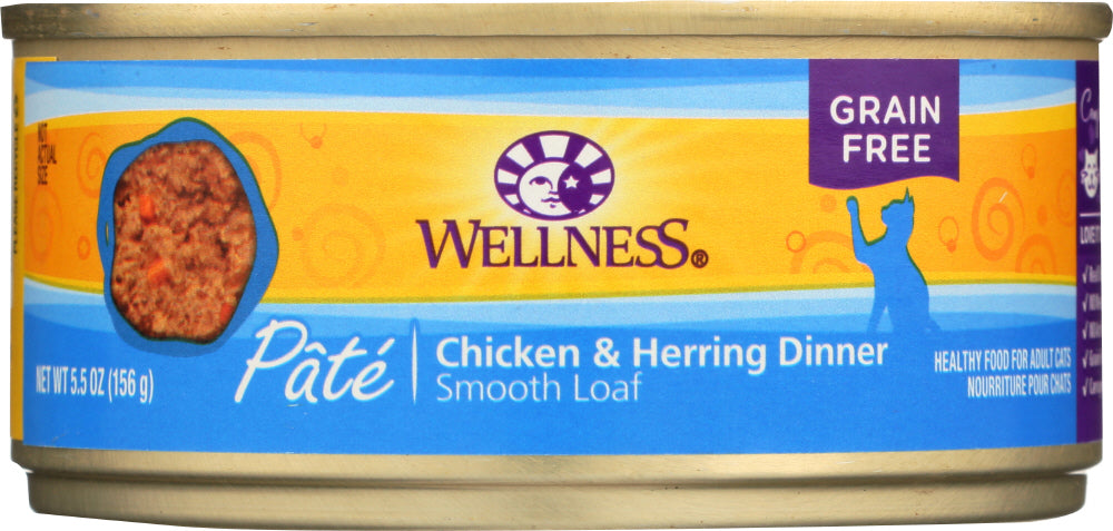 WELLNESS: Adult Chicken and Herring Canned Cat Food, 5.5 oz