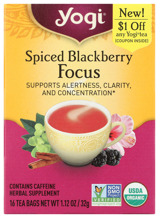 YOGI TEAS: Tea Spcd Blkbry Focus Org, 16 bg