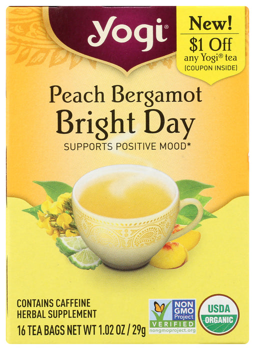 YOGI TEAS: Tea Pech Bergamot Bright Day, 16 bg