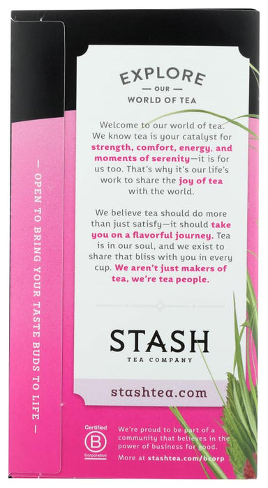 STASH TEA: Herbal Tea Wild Raspberry Hibiscus Caffeine Free 20 Tea Bags, 1.3 Oz