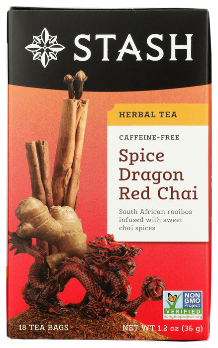 Rooibos, a South African herb also known as red tea, combines with clove, ginger root and sweet cinnamon to create a unique, caffeine-free sweet and spicy chai.