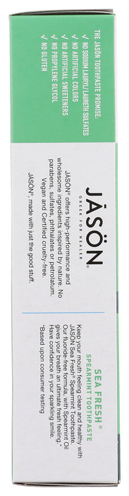 JASON: Toothpaste Spearmint Fluoride Free, 4.2 OZ