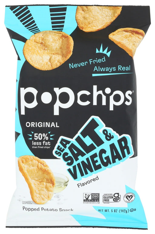 ready for a punch to the kisser? just pop one of our sea salt and vinegar popchips in your mouth&mdash;and pucker up! it's sour power time. ours have just the right balance of crunch, salt, and potato&mdash;along with that satisfying vinegary snap you can't get enough of. so go ahead, champ, and give your tongue a spanking!