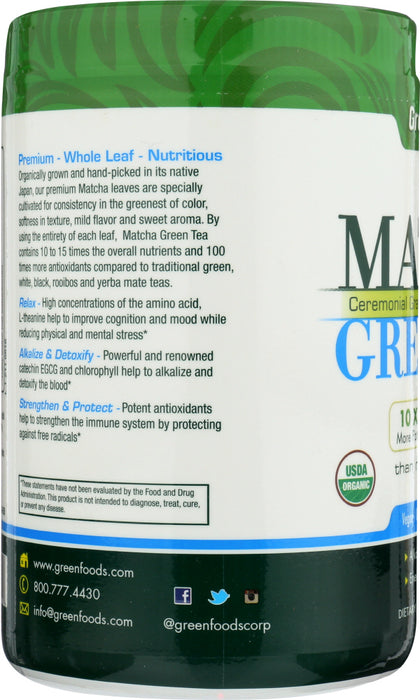 GREEN FOODS: Organic Matcha Green Tea, 11 oz