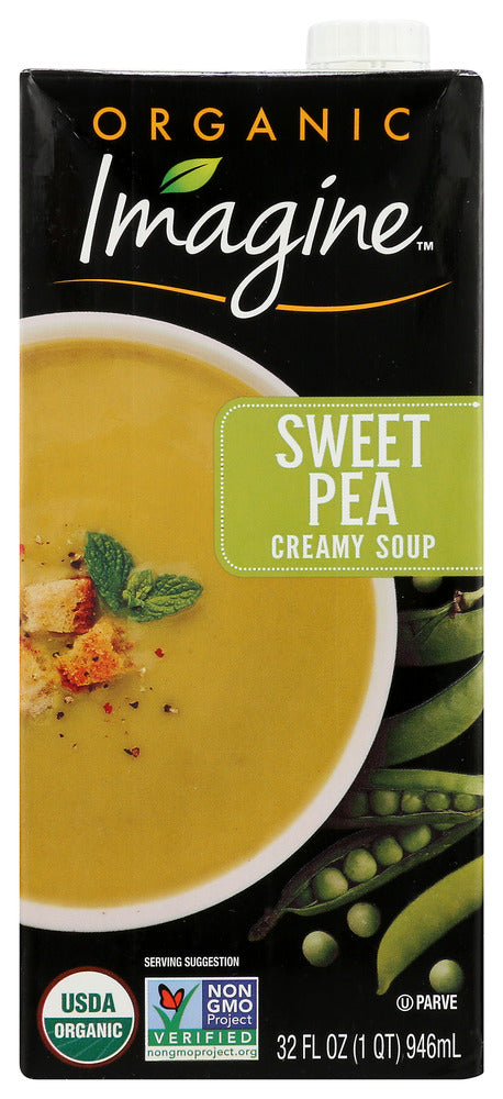 Delight in the bright taste of freshly picked sweet peas, slowly simmered in a rich, aromatic garden vegetable stock and then delicately seasoned with premium organic herbs. It's a fresh and flavorful take on a classic comfort food. For a hearty mid-day meal, crumble in cooked sausage or bacon.


