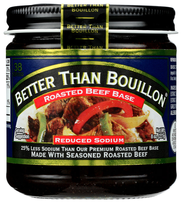 A paste containing Roast Beef and Concentrated Beef Stock that is combined with other flavoring materials. It conforms to all USDA requirements for beef base and containing minimally processed ingredients. It contains reduced sodium levels.