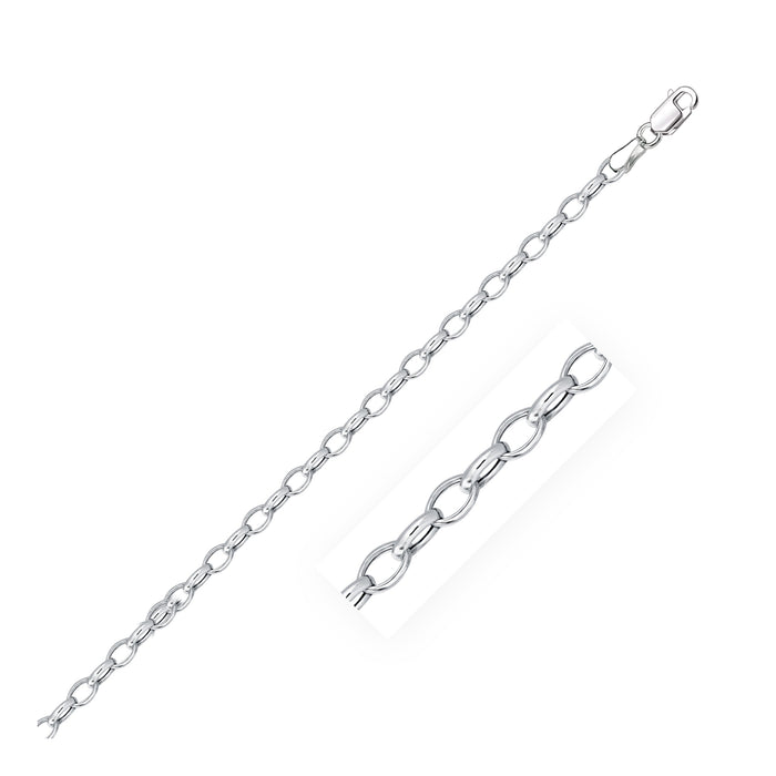 3.2mm 14k White Gold Oval Rolo Chain