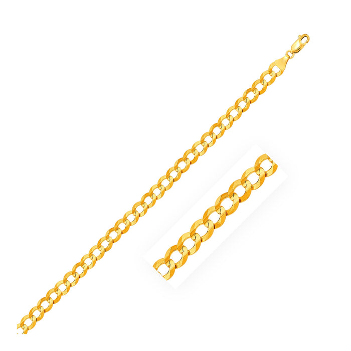 3.6mm 14k Yellow Gold Solid Curb Bracelet