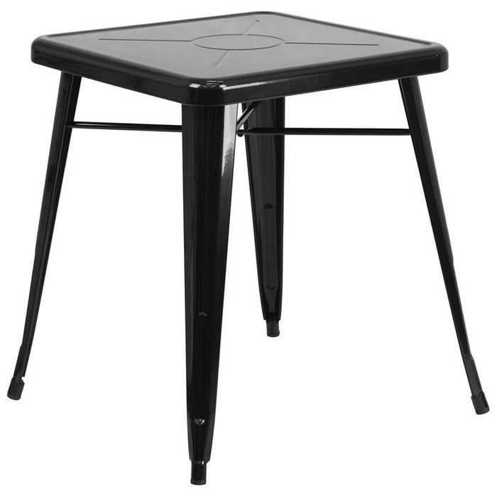 Commercial Grade 23.75" Square Black Metal Indoor-Outdoor Table