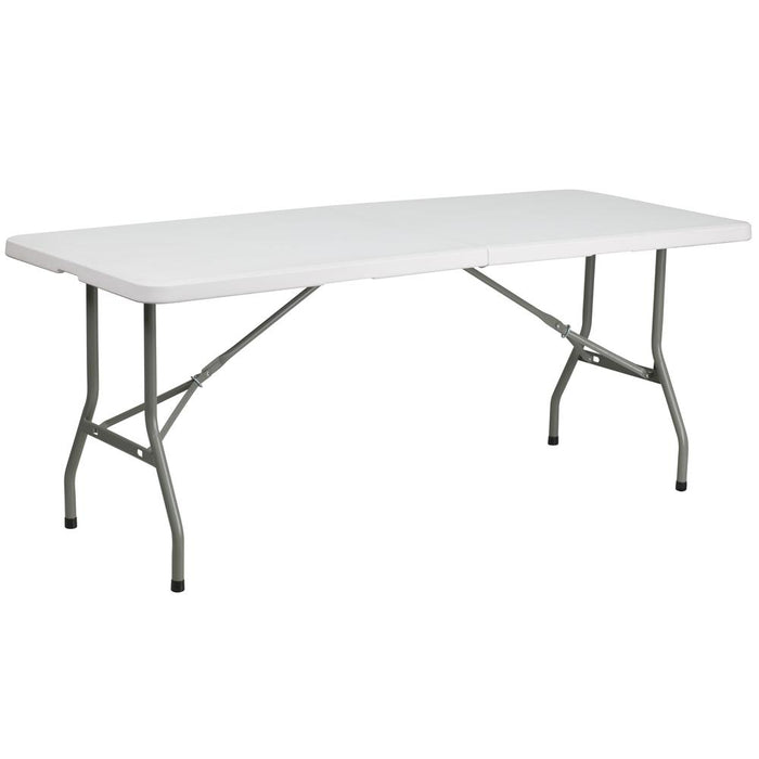 6-Foot Bi-Fold Granite White Plastic Folding Table