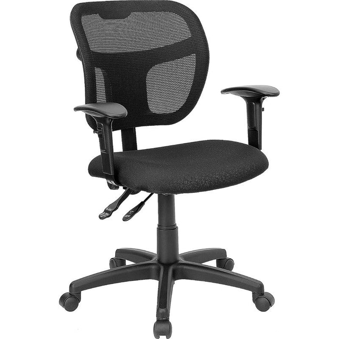 Mid-Back Black Mesh Swivel Task Office Chair Height Adjustment and Arms