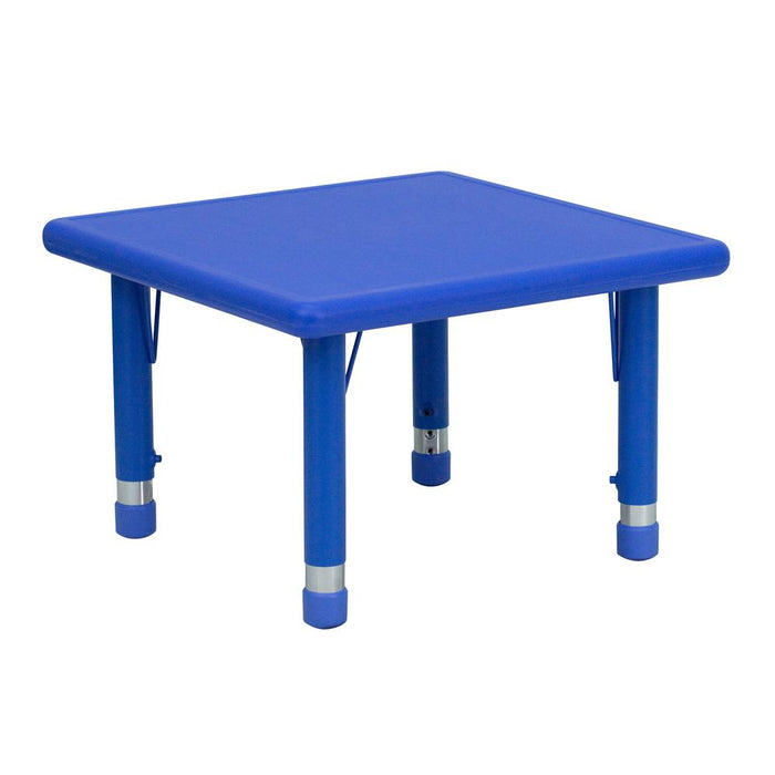 24'' Square Blue Plastic Height Adjustable Activity Table