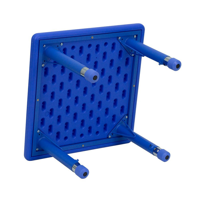 24'' Square Blue Plastic Height Adjustable Activity Table