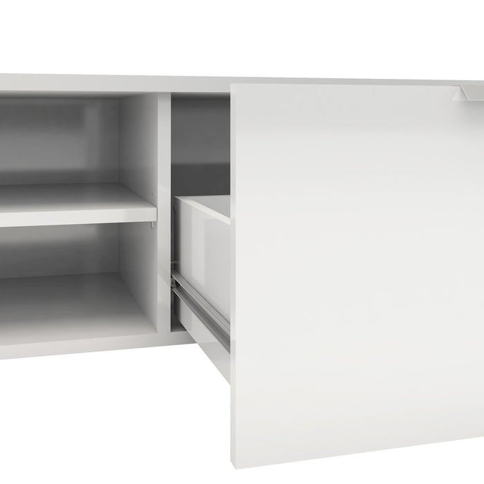 Match 1 Drawer 2 Shelf TV Stand, White High Gloss