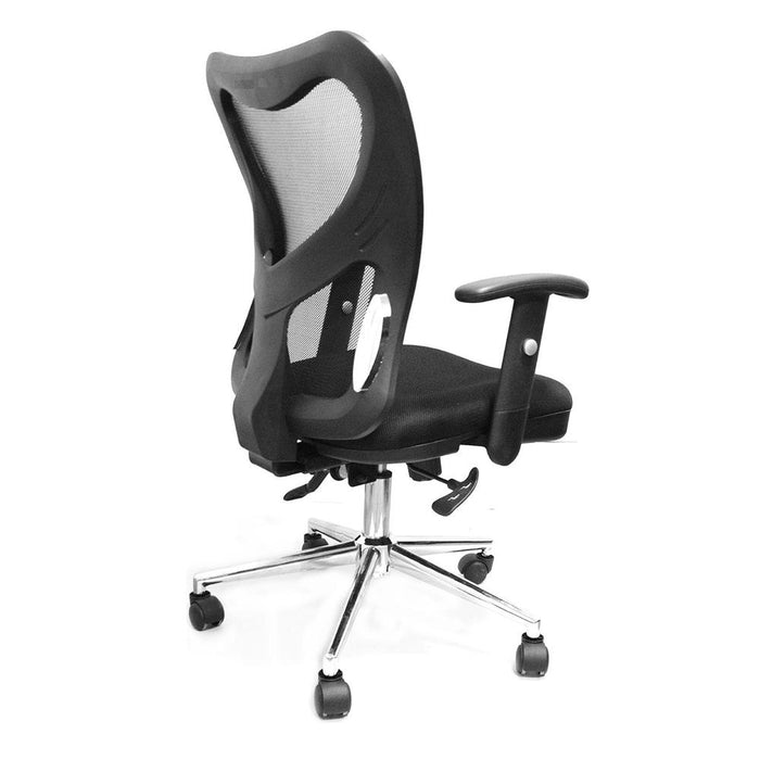 High Back Mesh Office Chair With Chrome Base. Color: Black