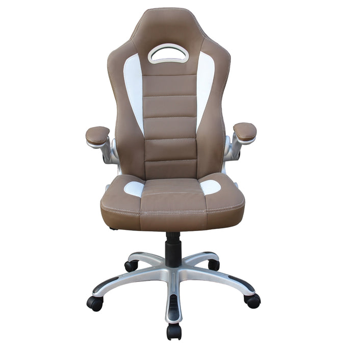 High Back Executive Sport Race Office Chair with Flip-Up Arms. Color: Camel