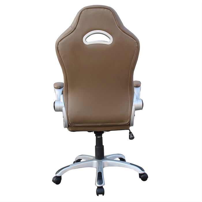 High Back Executive Sport Race Office Chair with Flip-Up Arms. Color: Camel