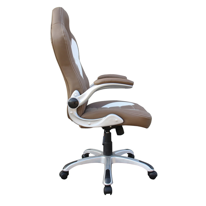 High Back Executive Sport Race Office Chair with Flip-Up Arms. Color: Camel