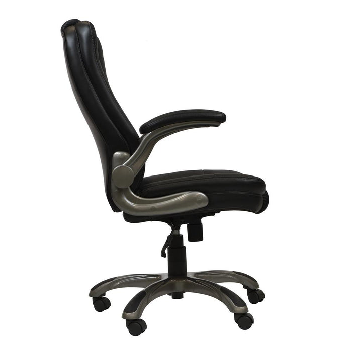 Medium Back Executive Office Chair with Flip-up Arms. Color: Black