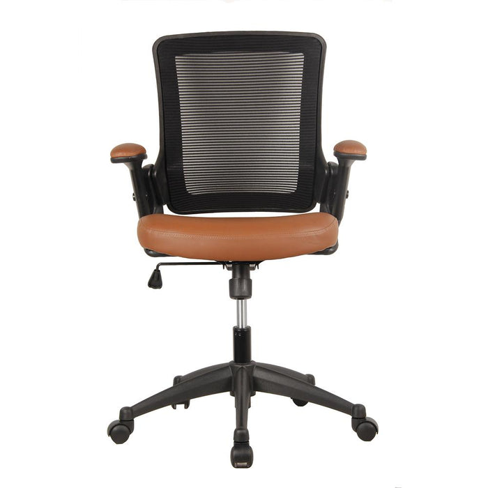 Mid-Back Mesh Task Office Chair with Height Adjustable Arms. Color: Brown