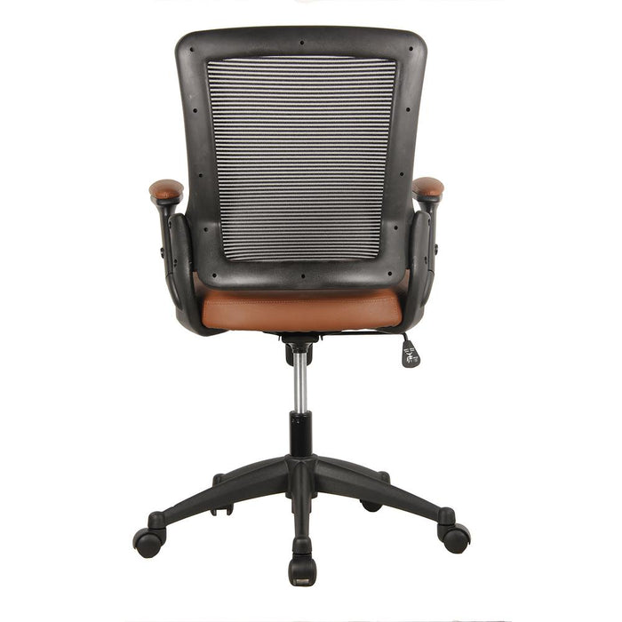 Mid-Back Mesh Task Office Chair with Height Adjustable Arms. Color: Brown