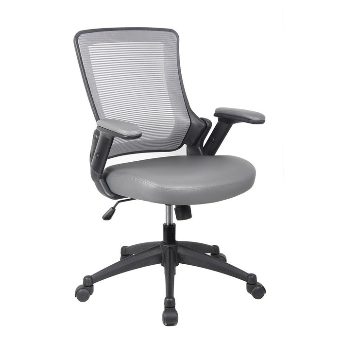 Mid-Back Mesh Task Office Chair with Flip Up Arms. Color: Gray