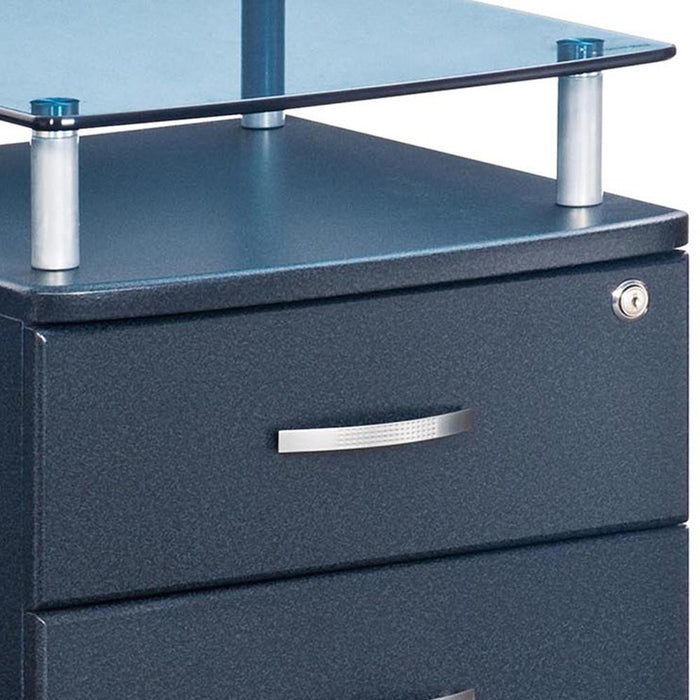 Rolling File Cabinet With Glass Top. Color: Graphite