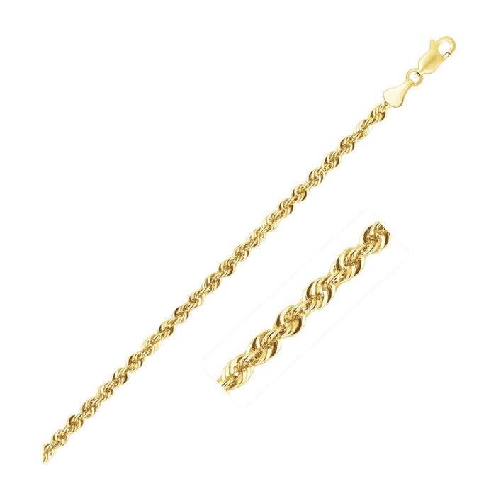 2.5mm 10K Yellow Gold Lite Rope Chain