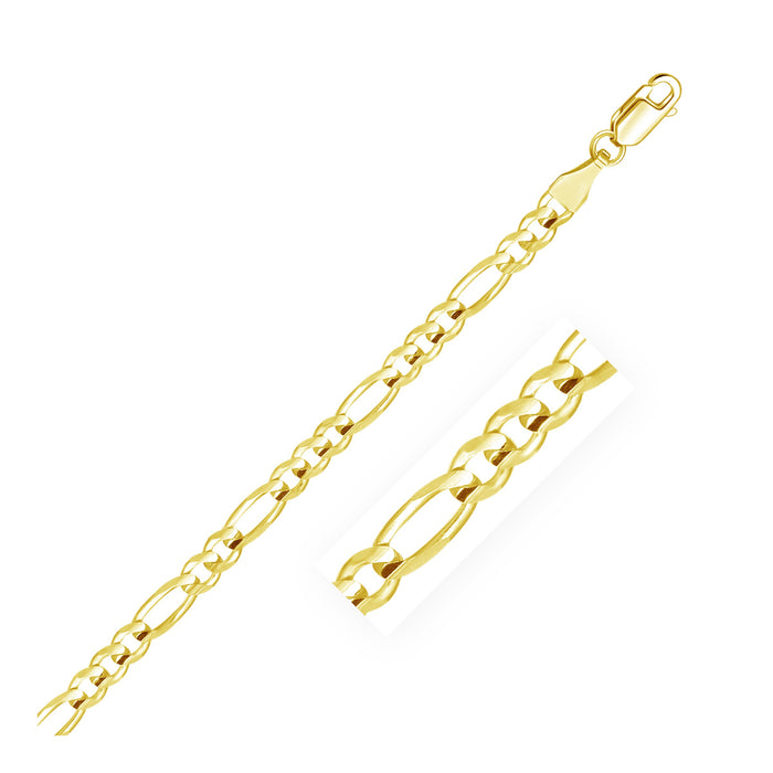 4.5 mm 10K Yellow Gold Solid Figaro Chain